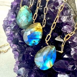 Paperclip Chain Labradorite Necklace